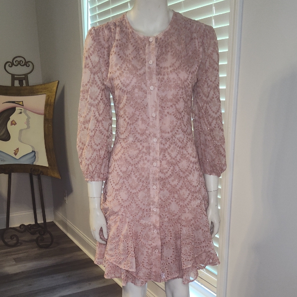 Shoshanna Pink Ruffled Sheath Dress